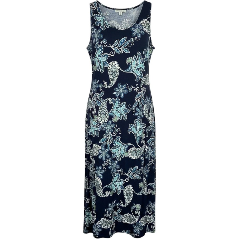 Robbie Bee Maxi Dress Womens PXL Navy Aqua Paisley Boho Casual Resortwear Summer